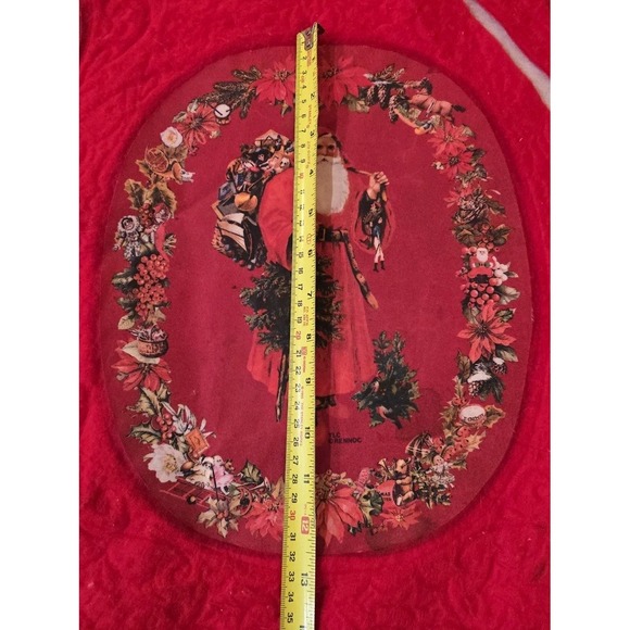 VTC TLC Grennock Santa Christmas Tree Skirt Red Felt 58" Oval Panels Cottagecor - Picture 9 of 10